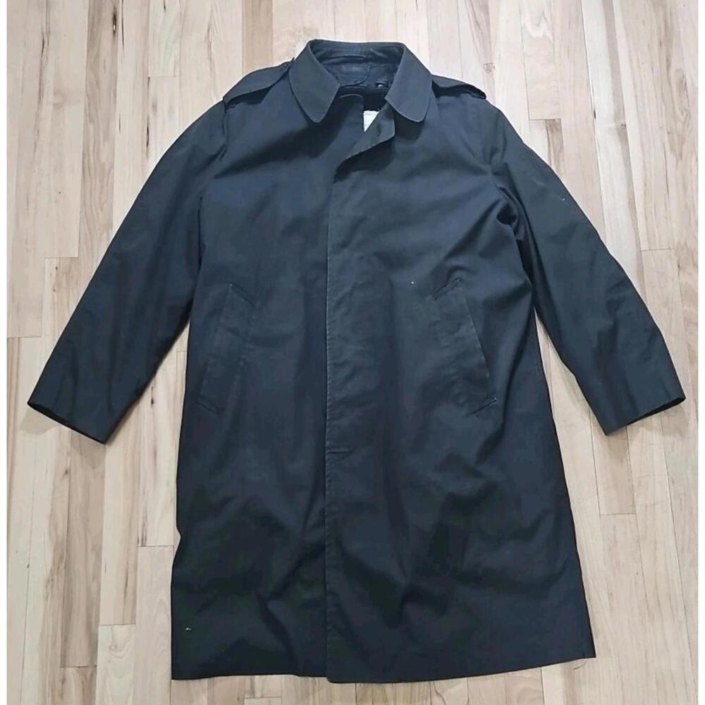US Military‎ Trench Coat with Liner Black 40R Vintage 1979